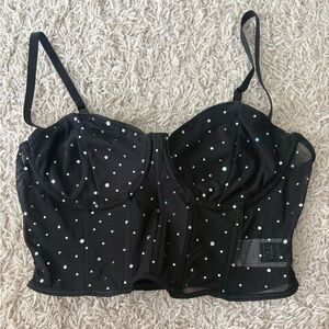 SHEIN Black Bustier with White Dots